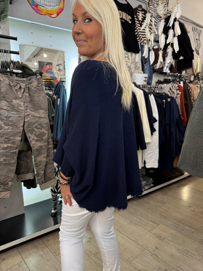 Pull franges marine