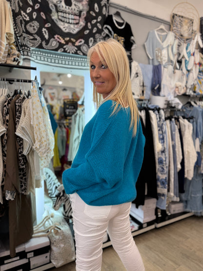 Pull chouchou bleu canard
