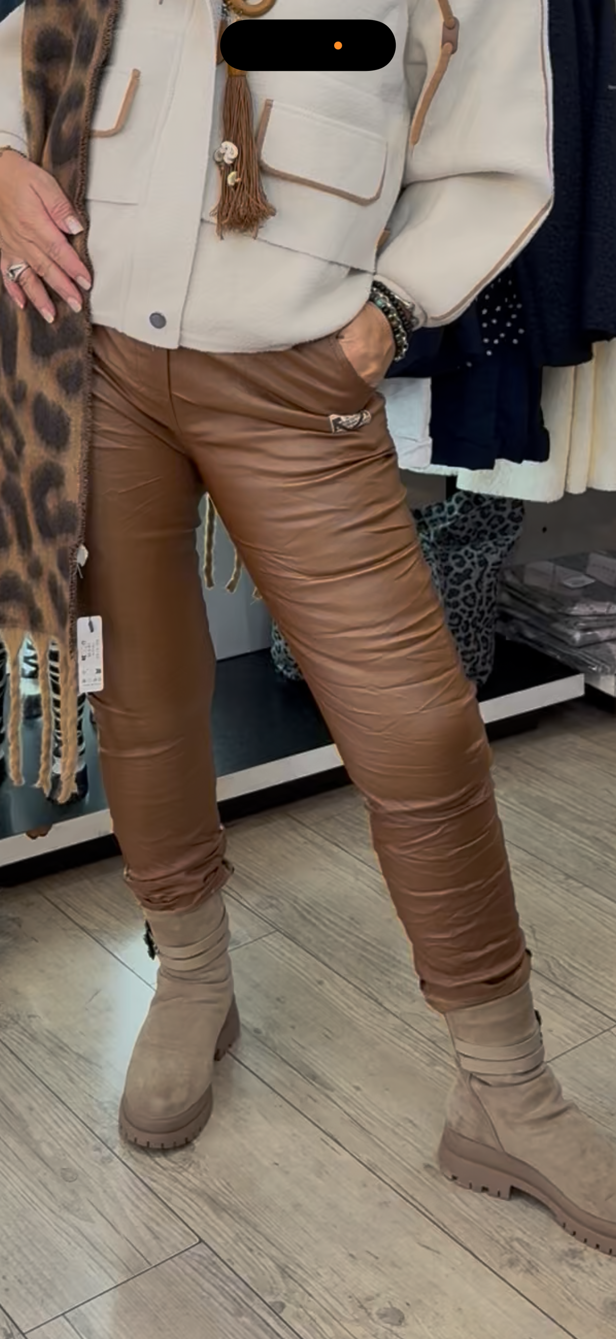 Pantalon ceinture simili camél