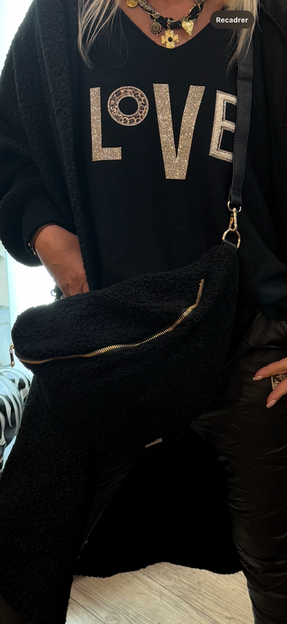 Sac banane moumoute noire