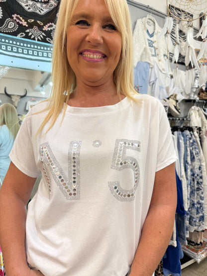T shirt blanc numero 5