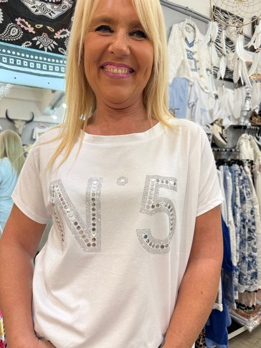 T shirt blanc numero 5