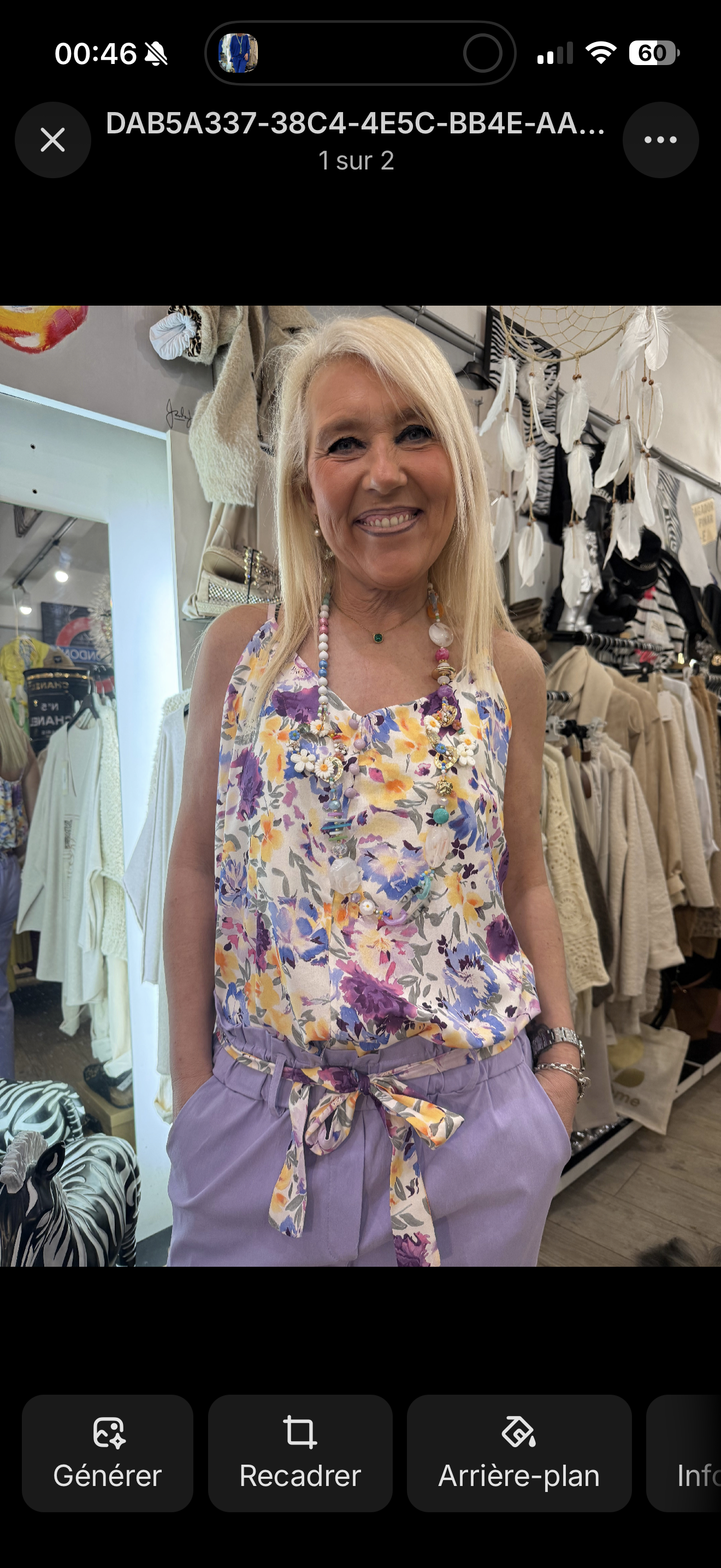 Top fleuri mauve petite taille