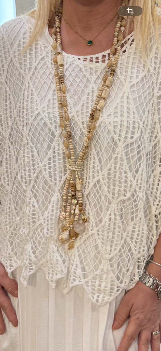 Sautoir beige