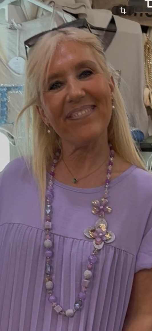 Sautoir fleur mauve