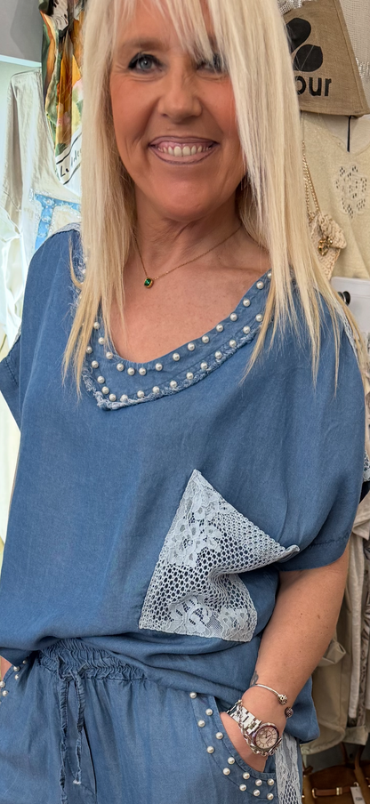Tunique tencel dentelle