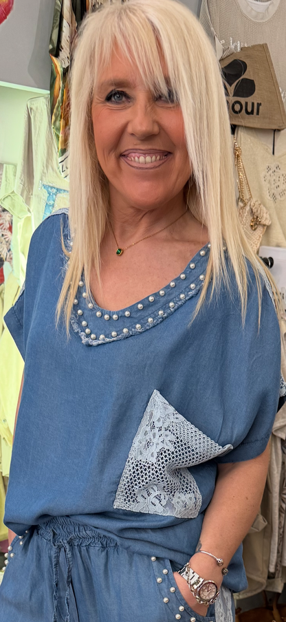 Tunique tencel dentelle