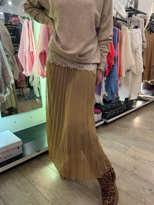 Jupe plissée camel
