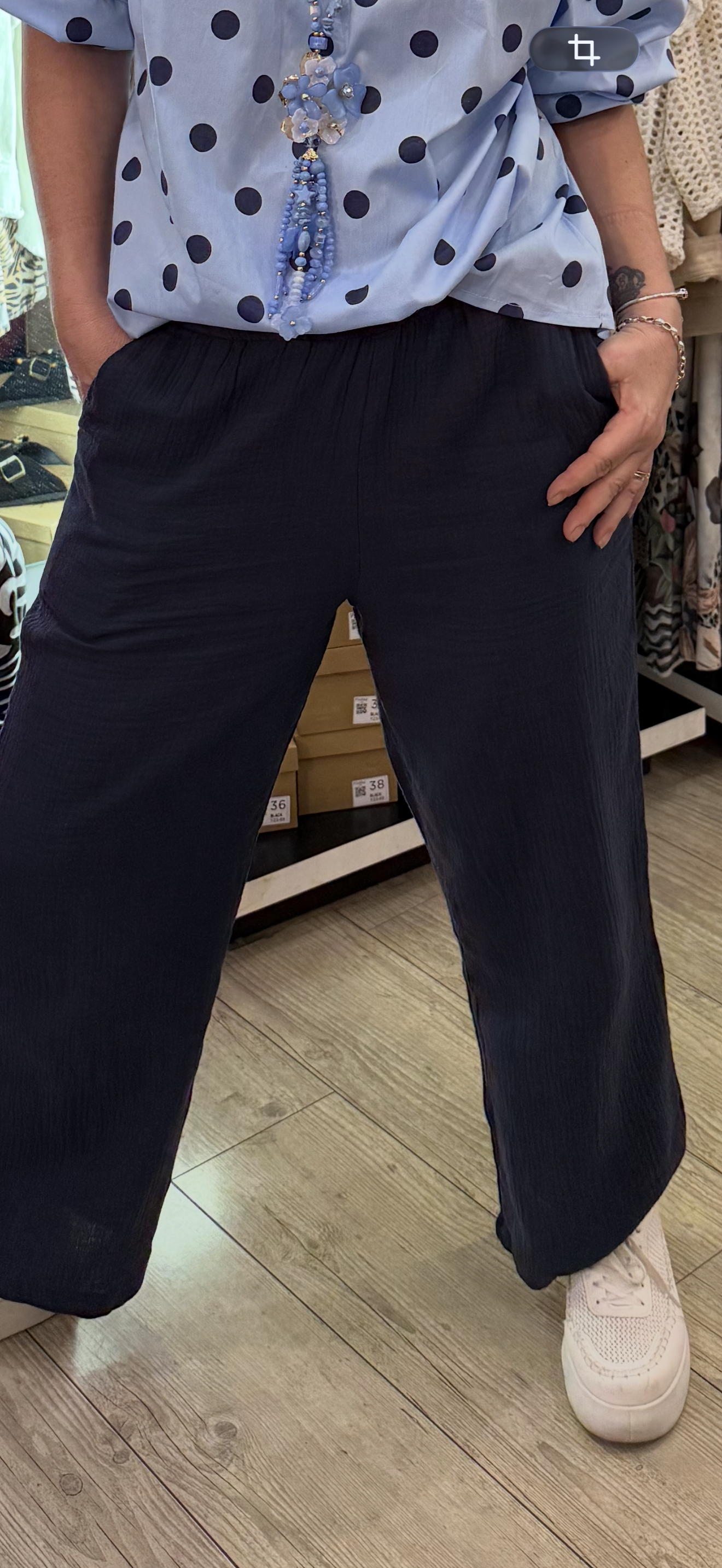 Pantalon polo gaze de coton marine