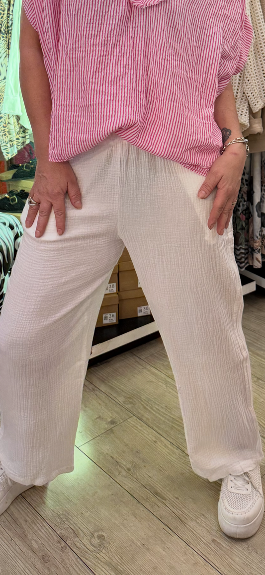 Pantalon polo gaze de coton blanc