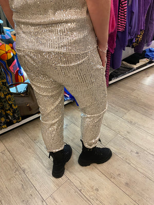 Pantalon sequin or